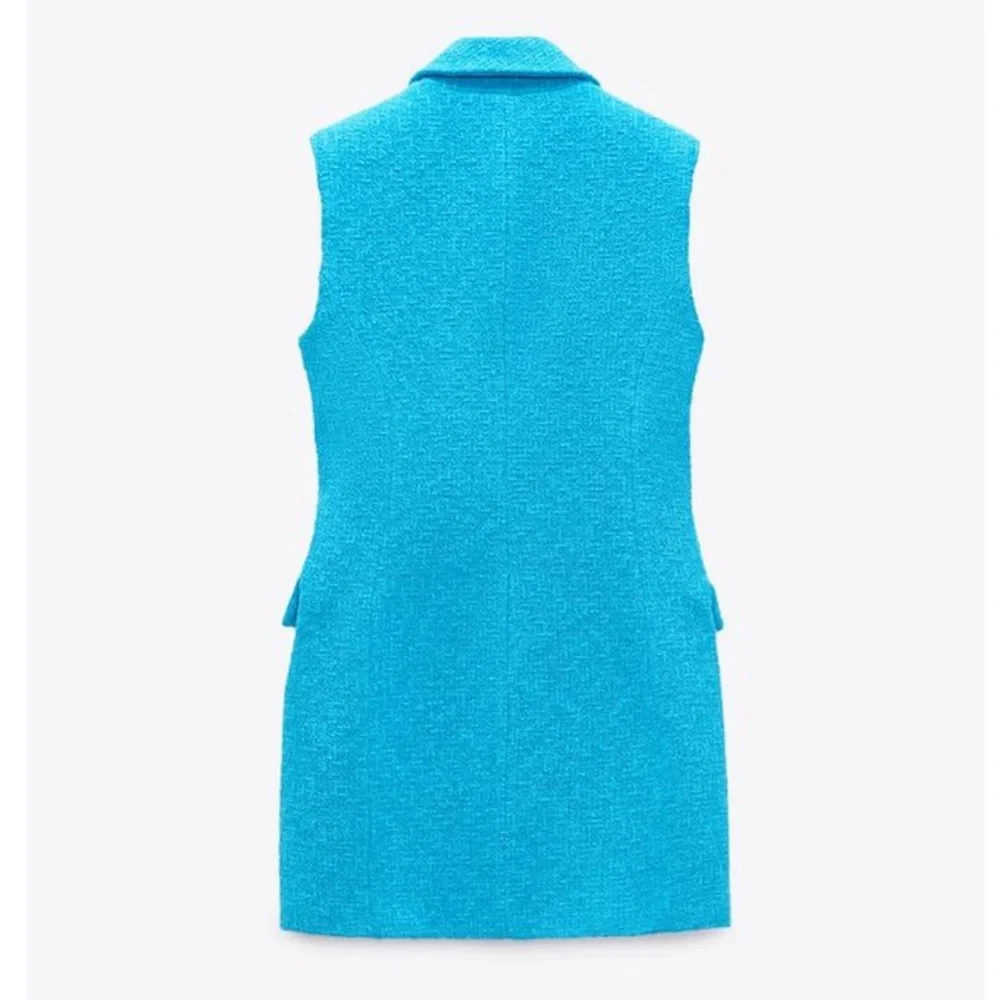 Zara Bright Turquoise Sleeveless Blazer Dress - Picture 5 of 7